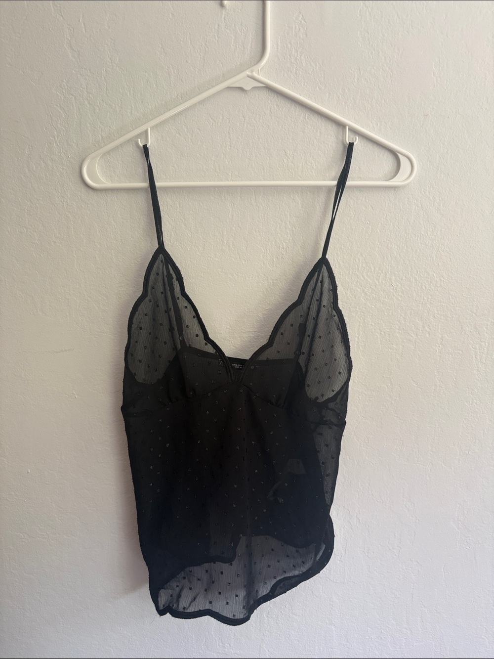 Zara Black Sheer Polka-Dot Cami